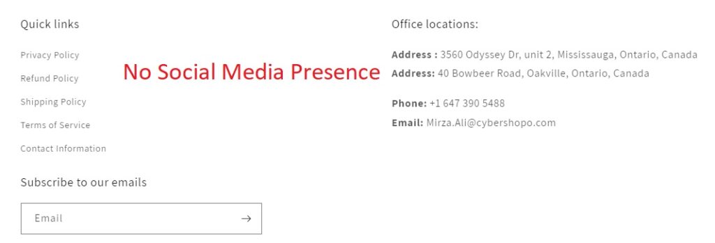 No Social Media Presence