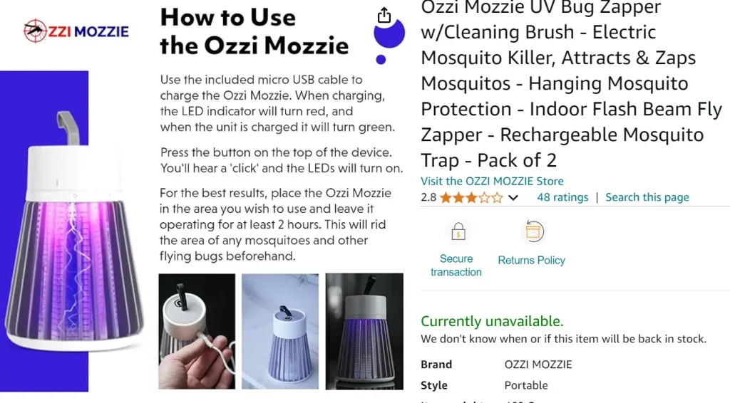 Ozzi Mozzie Bug Zapper