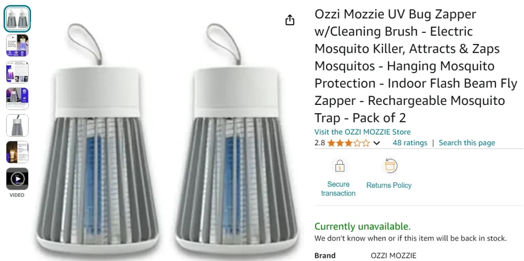 Ozzi Mozzie Bug Zapper Review