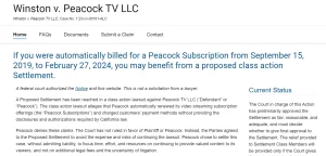 Winston v. Peacock TV Class Action Settlement