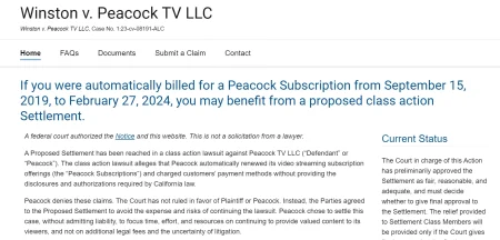 Winston v. Peacock TV Class Action Settlement