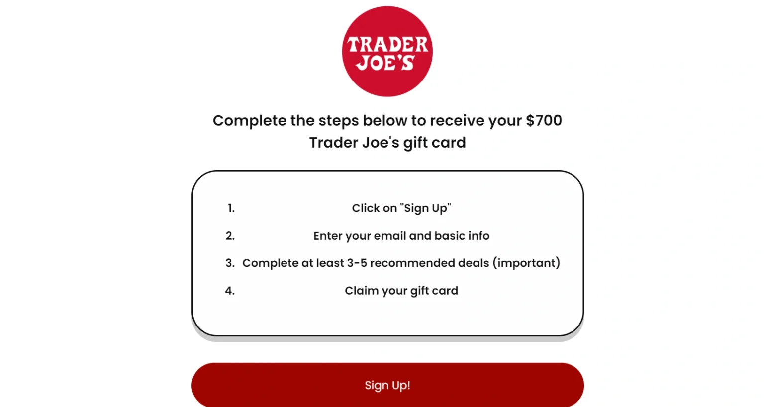 # $700 Trader Joe's Gift Card Scam Traderclaims.com Legit Or Not