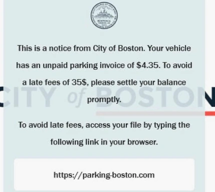 Boston Parking Ticket Text