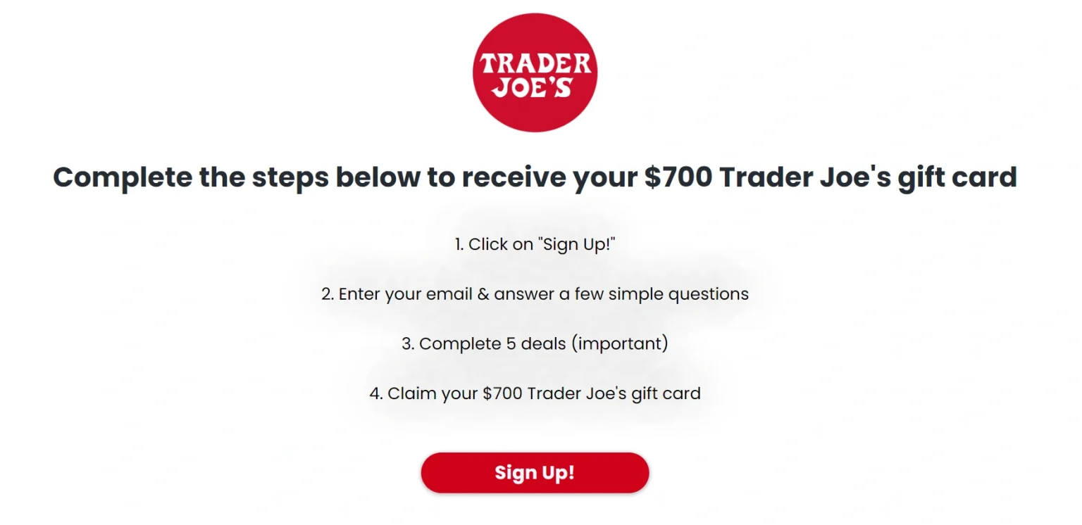 TraderGifted.com - $700 Trader Joe’s Gift Card Scam